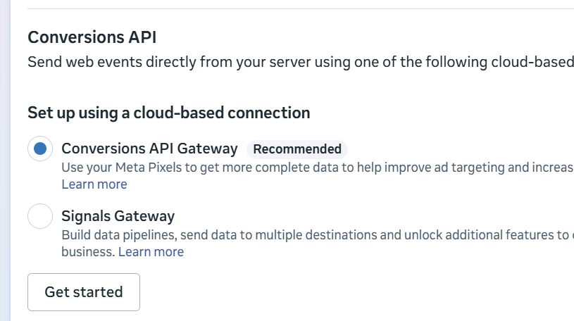 meta events manager setup overview options capi