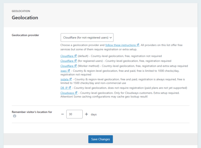 Recommended settings for WP Full Picture 3 geolocation settings 01