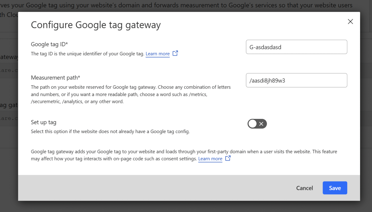 How to enable Google Tag Gateway 1 tag gateway cloudflare settings