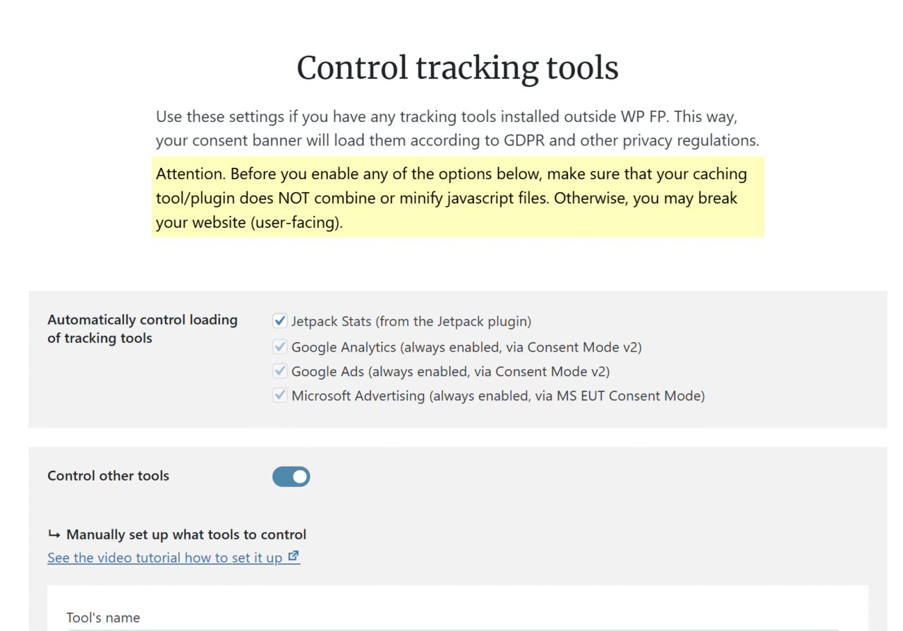 control other tracking tools