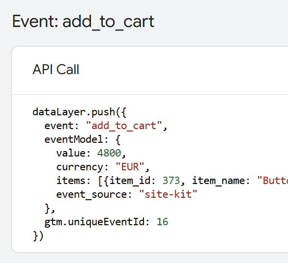 google site kits woocommerce add to cart event parameters