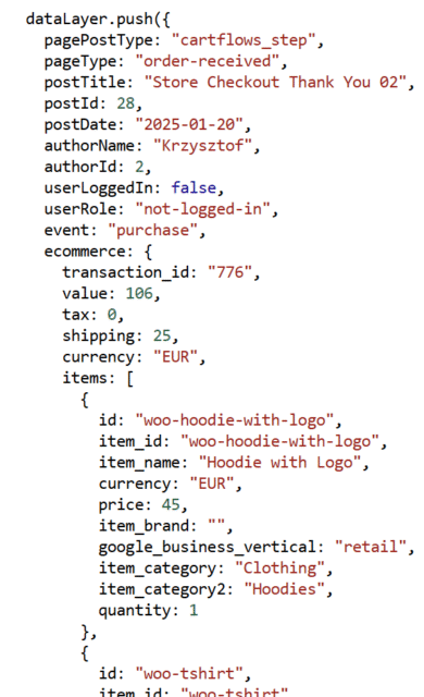 gtm kit datalayer purchase data