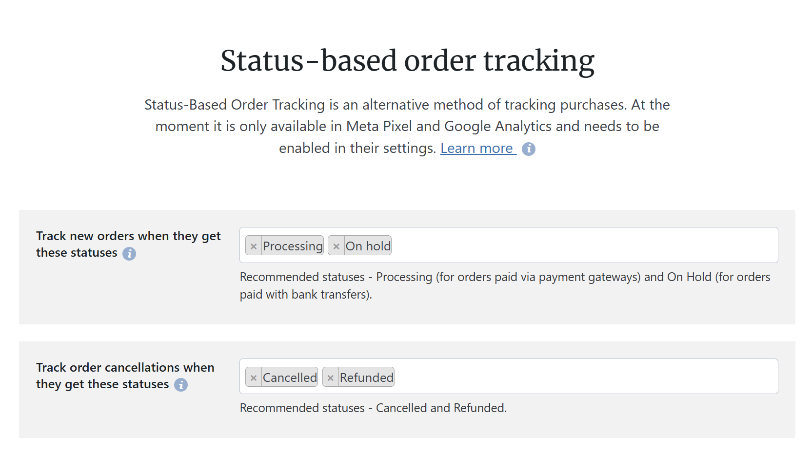 status based order tracking woo module