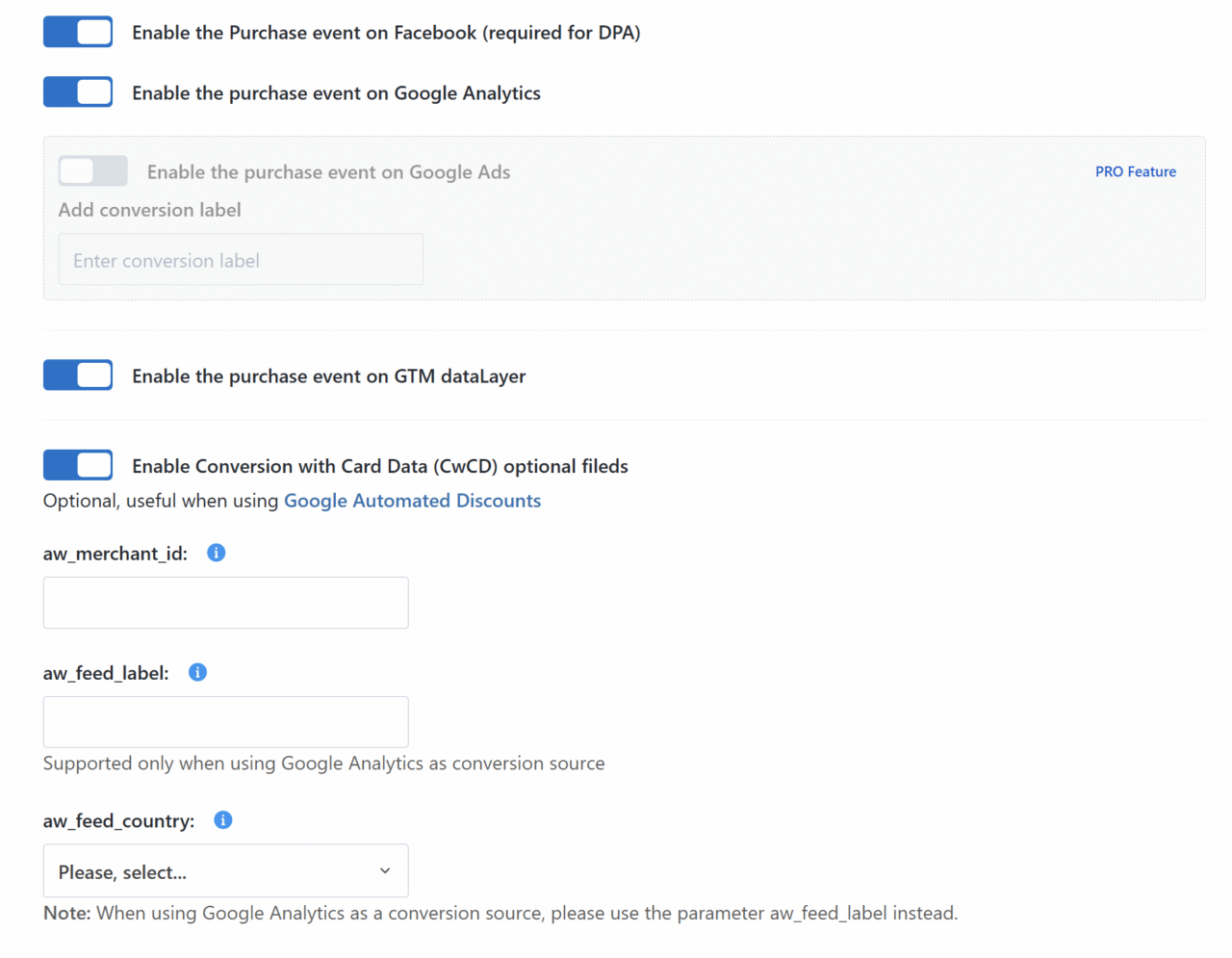 Is WP Full Picture a good alternative to PixelYourSite? Comparing free versions. 3 pys tracking settings