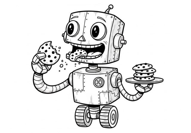 How WP Full Picture's privacy tools compare to CookieBot - a feature-by-feature comparison 1 post banner robot eating cookies
