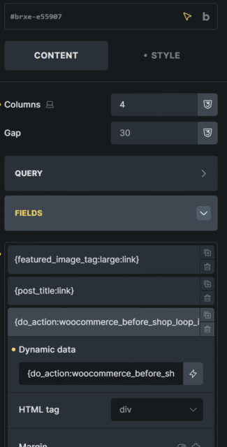 bricks builder archive module fields
