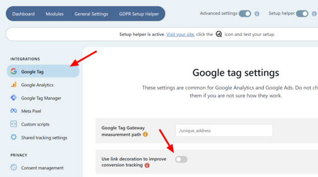 gtag link decoration