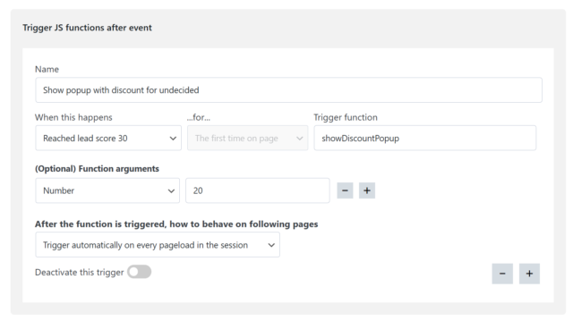 reactions trigger JS