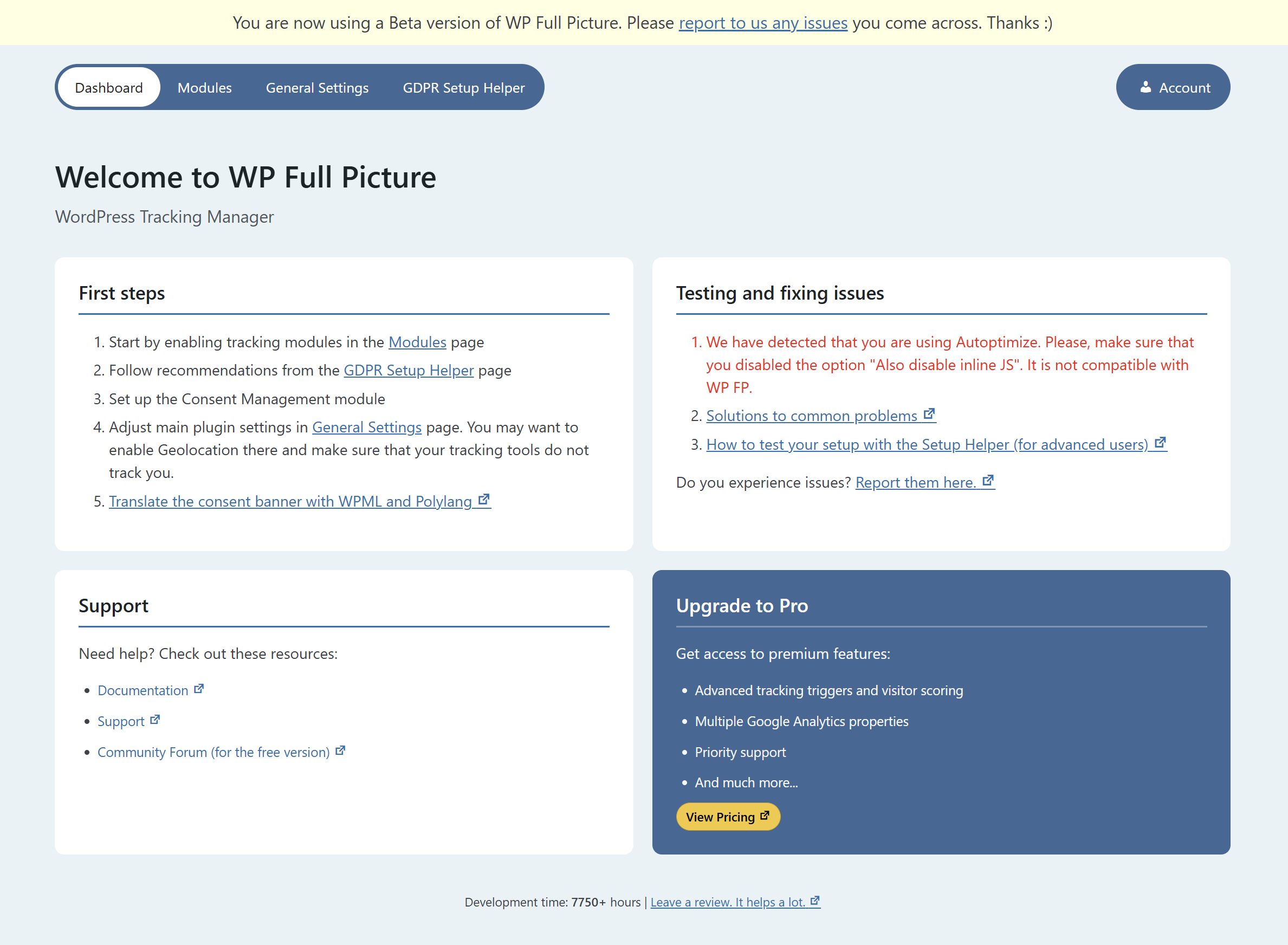wpfp 10 beta dashboard