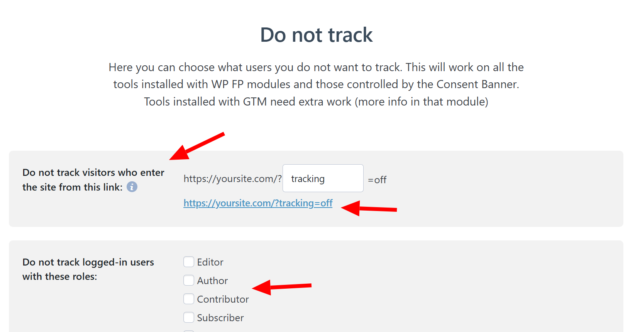 Recommended settings for WP Full Picture 2 do not track settings